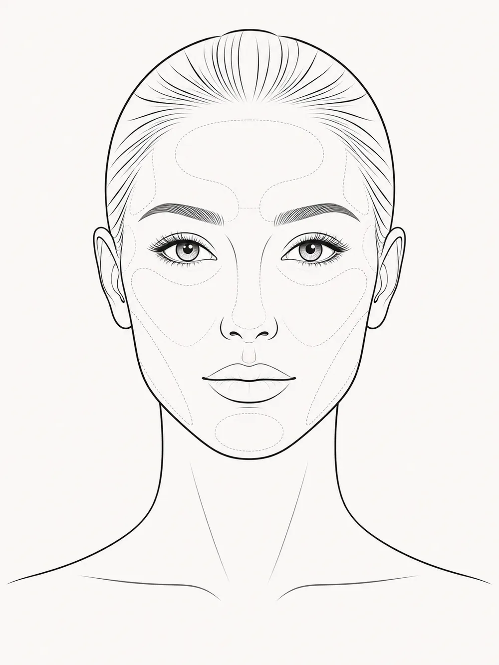 Front-facing facial planning map illustration